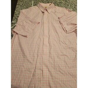 Gold Label Roundtree & Yorke Shirt Mens 2X Tall Pink Check Non-Iron Cotton